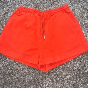 Orange cargo shorts with pockets from forever 21